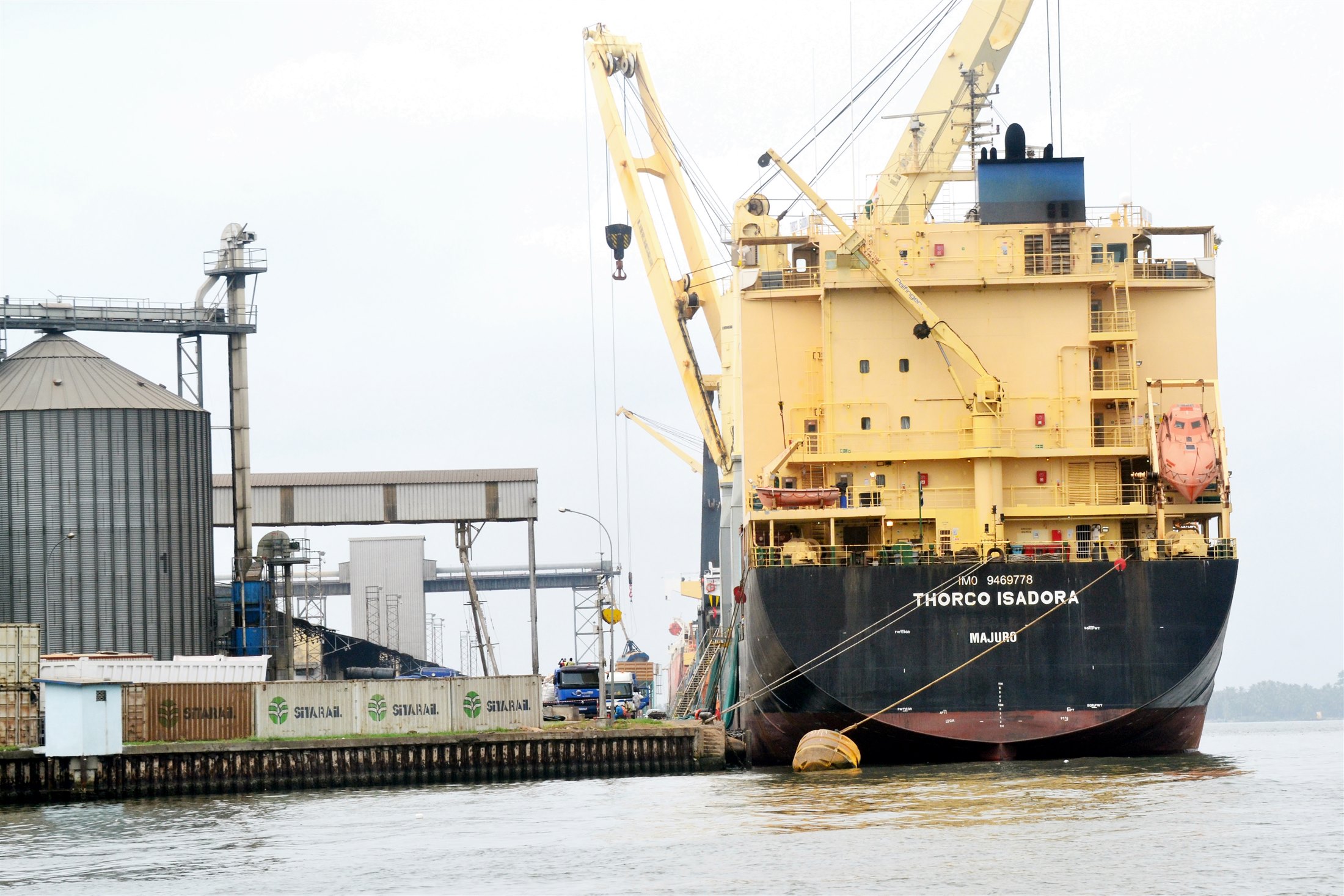 Cargo vessel alongside the quay at the Port of Abidjan